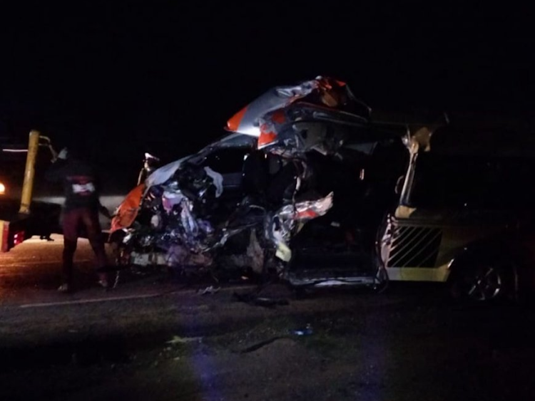 The wreckage of the 14-seater matatu involved in the accident.